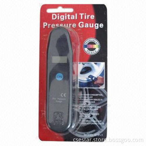 Family using digital tire pressure gauge, used for your car, convenient and practical